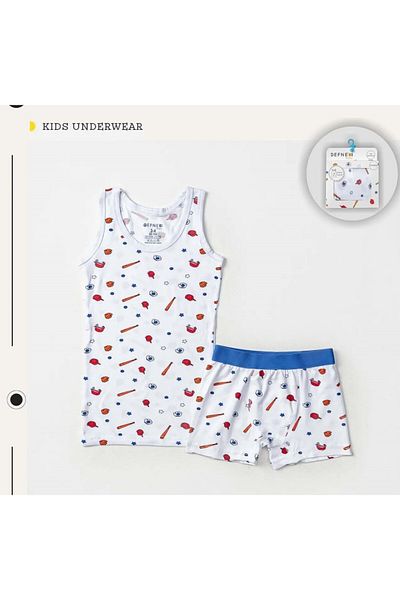 Defne Baby Boy's Cotton Baseball Print Athlete Boxer Underwear Set