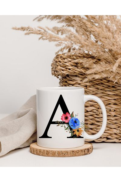 wesscollection كوب بورسلين فاخر مطبوع عليه حرف A