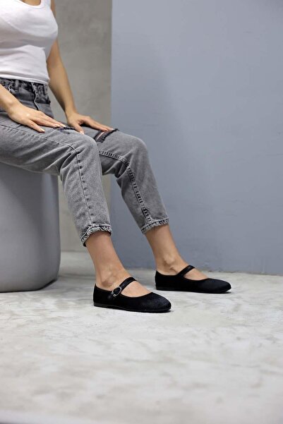 Beyond Black Velvet Mary Jane Casual Ballerina Ballerinas - Byndmj01