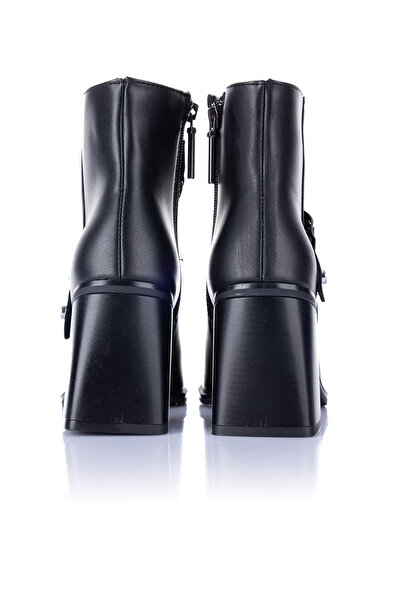 Getcho Potter Kadın Tokalı Kalın Topuklu Siyah Bot