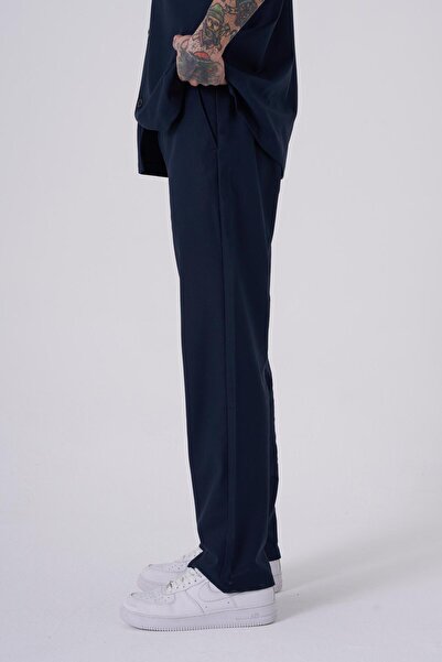 Machinist Men's Relaxed Poly Viscon Navy Blue Trousers