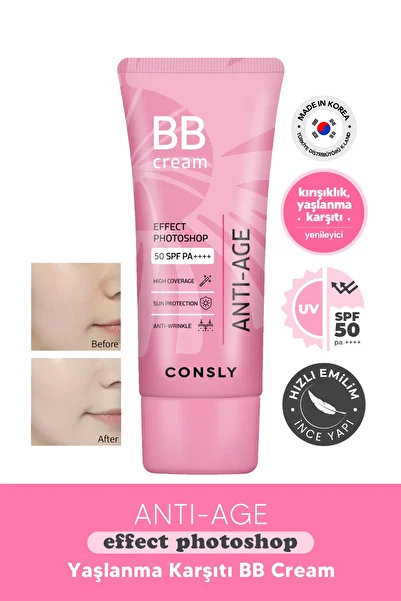 CONSLY 50ml Korean Snail Peptide Bb Cream - Anti-Aging, Spf50 Pa Effect Photo, Anti-Age