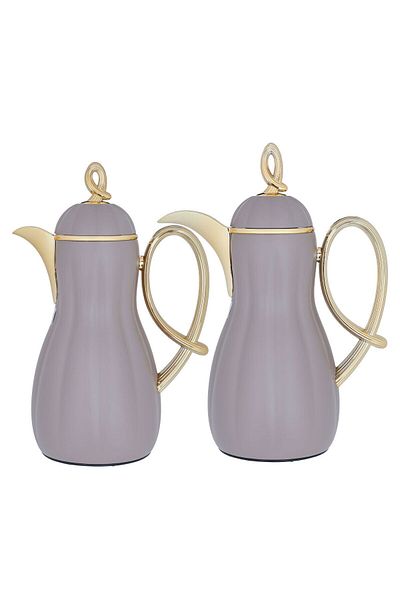 Alsaif Gallery Arwa Al Saif Gallery Thermos Set, 2 Pieces - Dark Brown