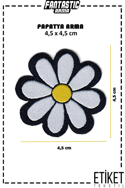 FANTASTIC ARMA 10'lu Paket Ütü Ile Yapışan Dokuma Arma Patch Yama Beyaz Papatya Modeli