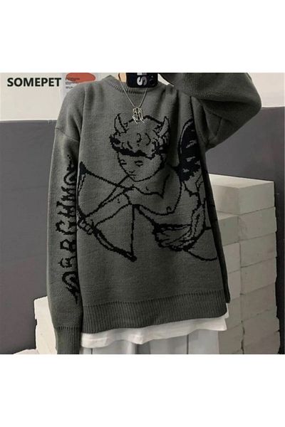 Le Savu Sevunera Eros Designed Smoked Oversize Sweater
