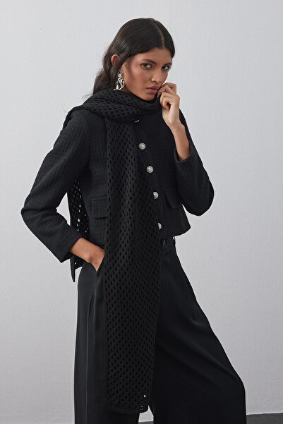 Fahhar Eșarfă neagră ajurata