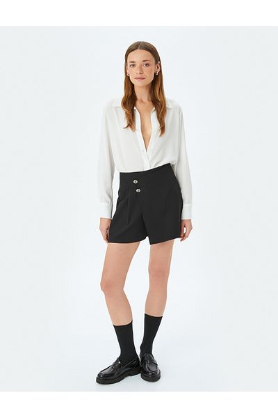 Koton Classic Collar Long Sleeve Jeweled Crepe Shirt