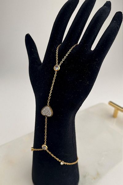 Modex Gold Color Stone Steel Heart Şahmeran