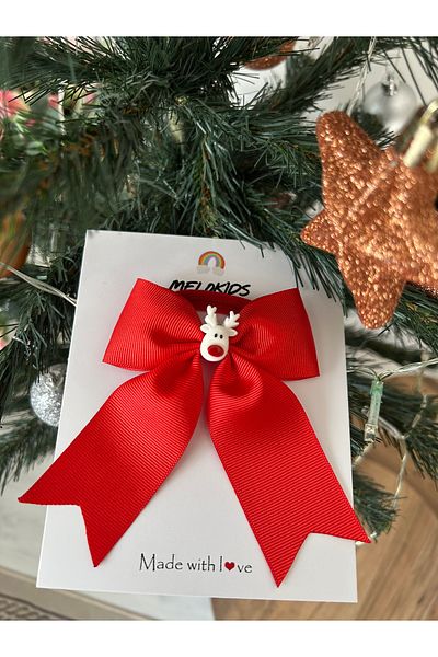 Melo Red Deer Figured Rubber Ribbon Hairpin