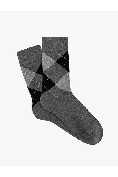 Koton Diamond Patterned Viscose Mixed Socket Bamboo Socks