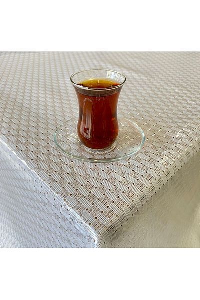 Blue Home Lux Transparent Coated Lace Look Non-Slip Easy to Wipe- Stain-Proof Pvc Tablecloth -Lal6