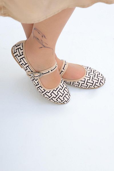 Beyond Beige Mary Jane H Pattern Classic Day Ballerina