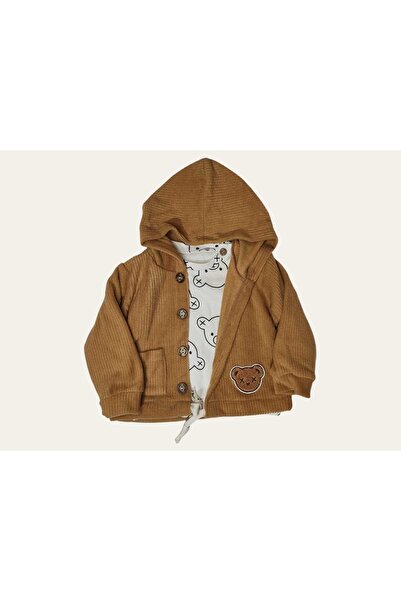 popshops baby Popshops Erkek 3-6/6-9/9-12/12-18 Ay Süzene Ayıcıklı Uzun Kollu Ceket Pantolon Takım