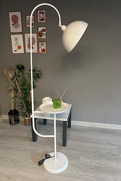 Bamyum Beyaz Lambader Hareketli Başlık Sehpalı Modern Dekoratif Metal Oturma Odası Çalışma Odası