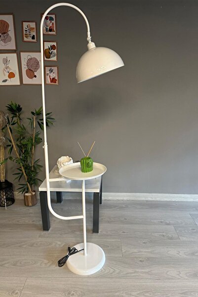 Bamyum Beyaz Lambader Hareketli Başlık Sehpalı Modern Dekoratif Metal Oturma Odası Çalışma Odası