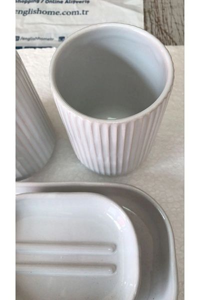English Home (ΕΥΘΥΝΟ ΠΡΟΪΟΝ) Athena Κεραμικό Σετ Μπάνιου 15x7cm+11x7cm+12x9cm+19x12cm Μπεζ
