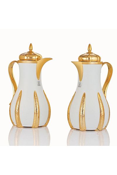 Alsaif Gallery Sana Beige And Gold Thermos Set Of Two Pieces