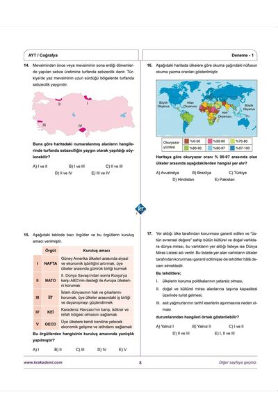 KR Akademi Yayınları Coğrafyanın Kodları Ayt Coğrafya Çözümlü 20 Deneme