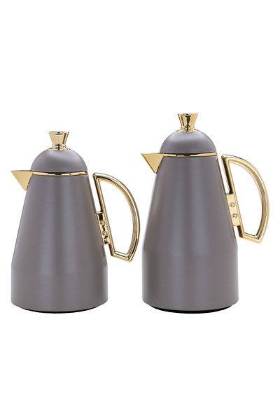 Alsaif Gallery Ruwaida Cappuccino Thermos Set, Gold, 2 Pieces