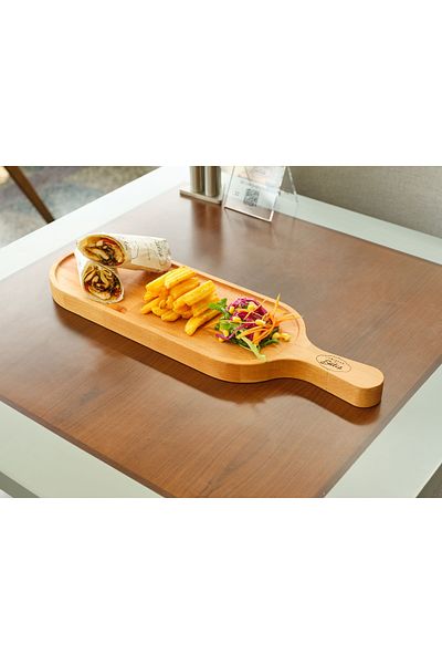 Davi Ahşap Wooden Presentation Plate - with Handle and Multi-Purpose