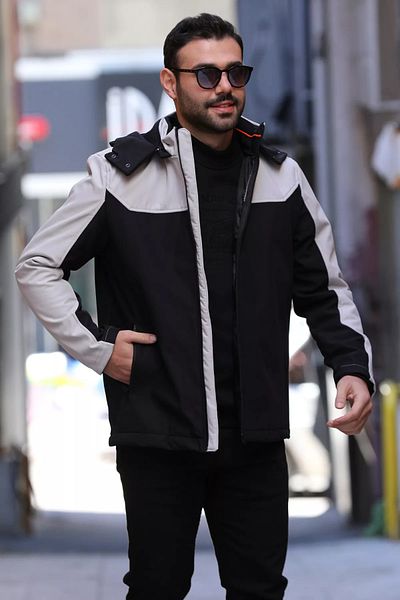 MİSHAR İTALİA Ανδρικό παλτό Softshell με κουκούλα Taşıyah