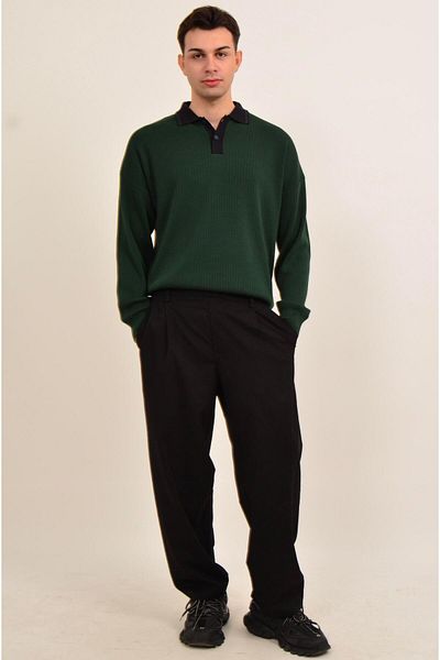 Figo Shirt Collar Two Buttons Sweater