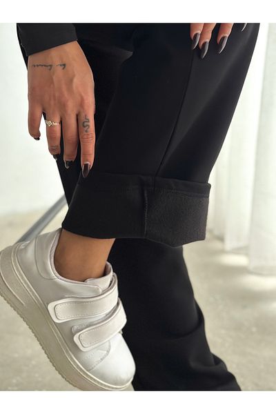 winmoda Pantaloni de trening modal cu panglică în interior / Trening de iarnă pentru femei / Cusătură în față