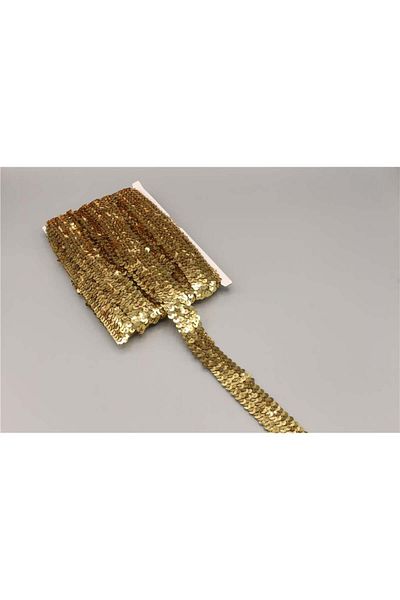 Gül 3 Row Stamps Ribbon - 12 m Gold