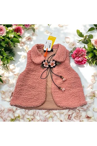 Esterella Female Child Welsoft Double Lacing Vest/Flower Detailed Lining Baby Vest/Plush Female Child Vest