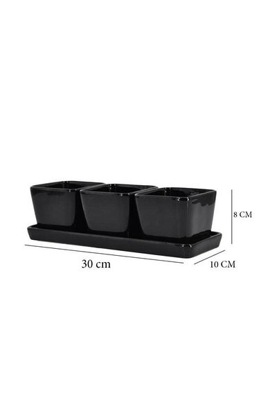 Saban Set of 3 Bowl with Black Snack Bowl Tray