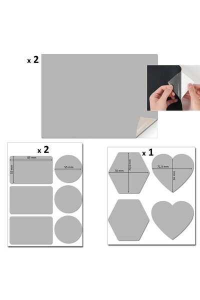 FIXALL ADHESIVE PRODUCTS Yapışkanlı Deri Yaması Tamir Seti. 18 Adet Kaliteli, Yumuşak Düz ve Şekilli  Gri