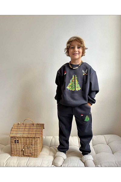 WİKİBOOM Unisex Christmas Themed Bottom-Top Kids Set