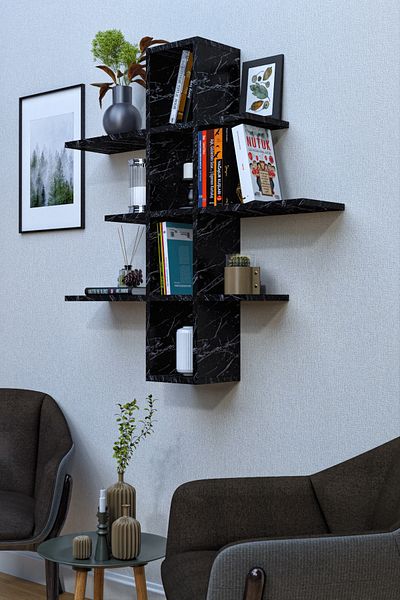moka park avm 10 Compartments 3 Shelves Wall Mounted Decorative Multi-Purpose Shelf Bookcase