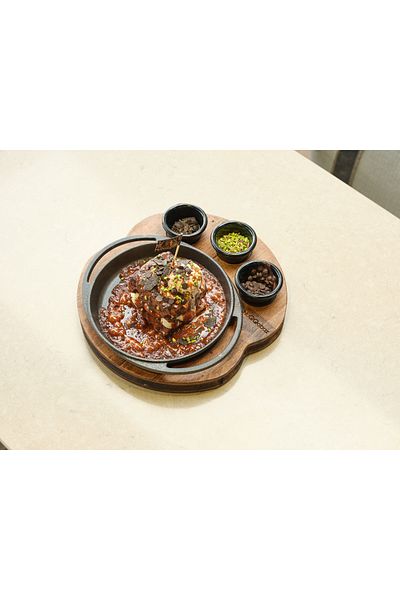 Davi Ahşap Wooden Presentation Plate - 3-Piece Joker Sauce Bowl and Casting Pan