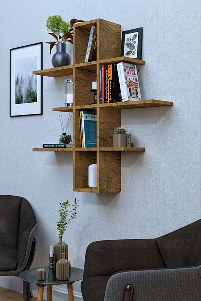 moka park avm 10 Compartments 3 Shelves Wall Mounted Decorative Multi-Purpose Shelf Bookcase
