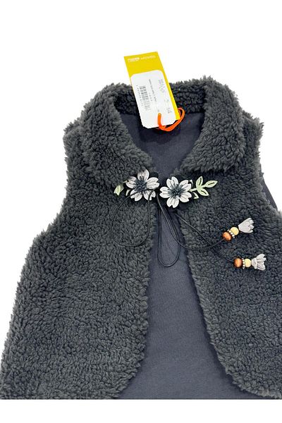 Esterella Welsoft Girl's Vest - Baby with Double Tie and Lining, Floral Detail
