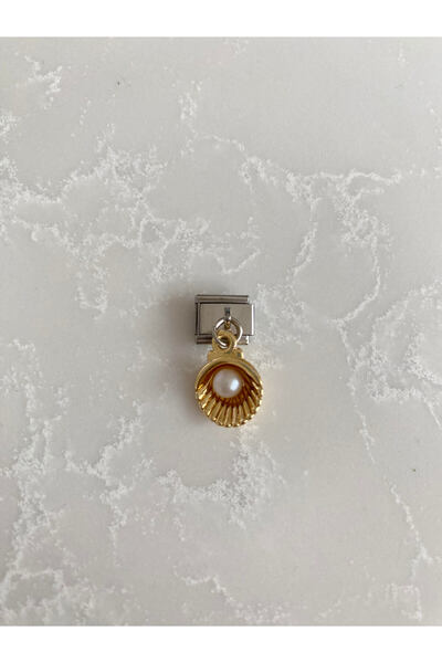 kubotique Gold Pearl Stainless Steel Oyster Series - Italian Bracelet Charm
