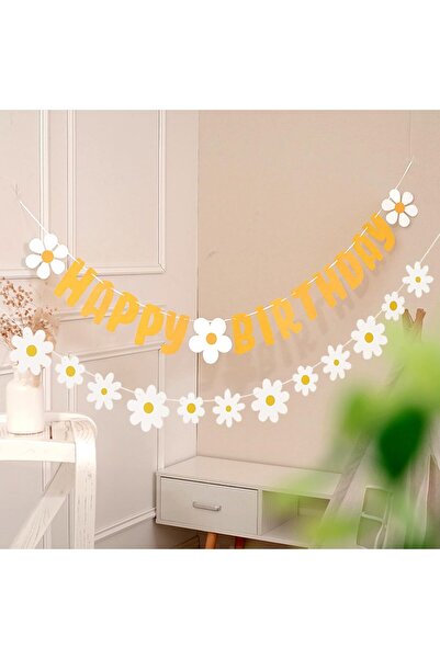 BEST PARTİ DOĞUM GÜNÜ PARTİ SÜSLERİ Sarı Happy Bırthday Banner ve 12'li Papat...