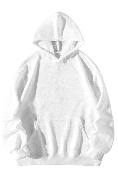 Genel Markalar Unisex  Basic Sweatshirt Hoodie Gri