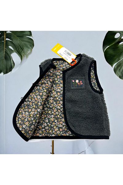 Esterella Baby Girl Welsoft Double-Sided Waistcoat/Baby Waistcoat with Floral Lining/Baby Girl Waistcoat