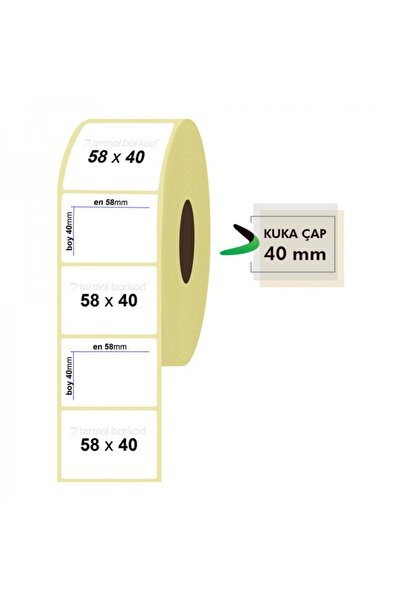 40mmx58mm Eco Termal (TERAZİ ETİKETİ) 500'lük Sarım 1 Rulo