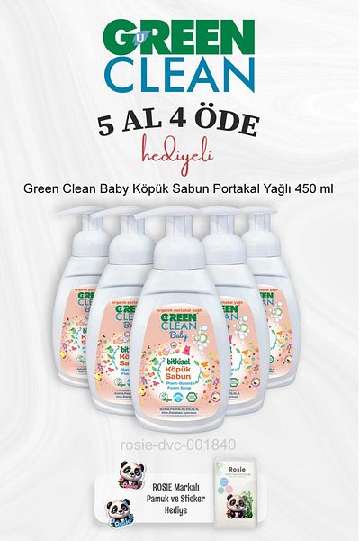 Green Clean Rosie Cotton 450 ml Baby Foam Soap - Buy 5 and Pay 4