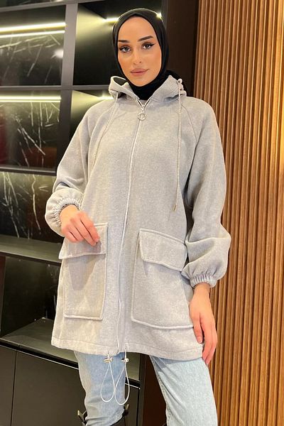 julude Μπουφάν Hijab με γκρι φερμουάρ
