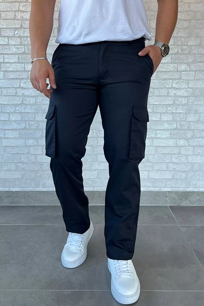 MİSHAR İTALİA Ανδρικό παντελόνι Navy Blue Cargo Pocket Pipe Leg