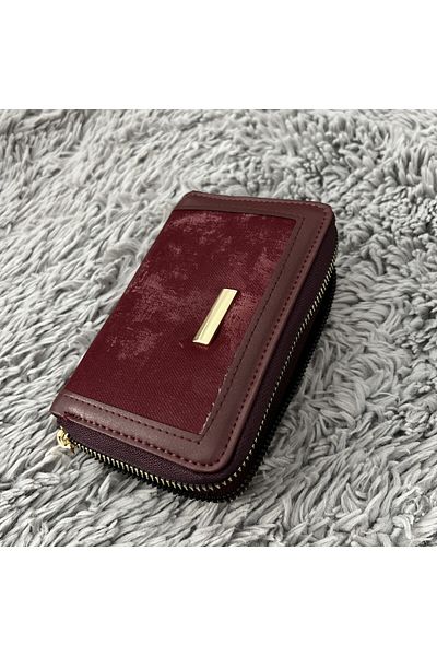 Zeynep Öykü Style Gold Detail Shiny Suede Women's Wallet