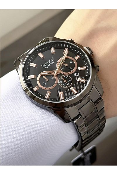 Ferrucci Men's Functions Active Steel Band Wrist Watch