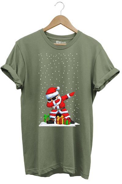 The Baski Πρωτοχρονιάτικο μπλουζάκι Santa Claus Cool Design με στάμπα 100% βαμβάκι Premium Khaki