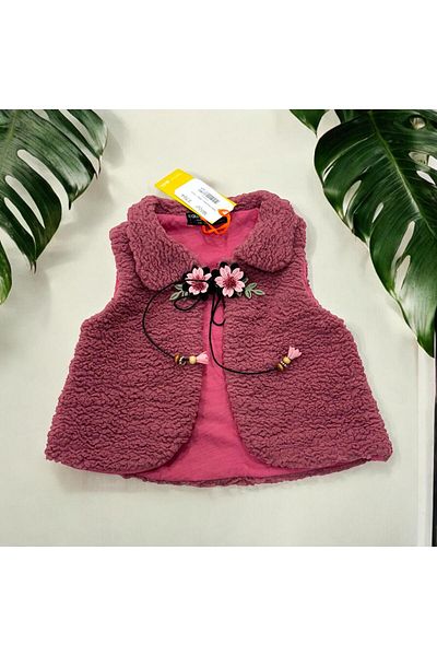 Esterella Female Child Welsoft Double Lacing Vest/Flower Detailed Lining Baby Vest/Plush Female Child Vest