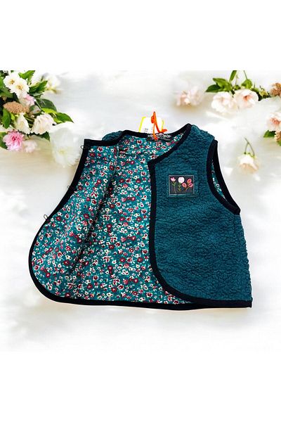 Esterella Baby Girl Welsoft Double-Sided Waistcoat/Baby Waistcoat with Floral Lining/Baby Girl Waistcoat