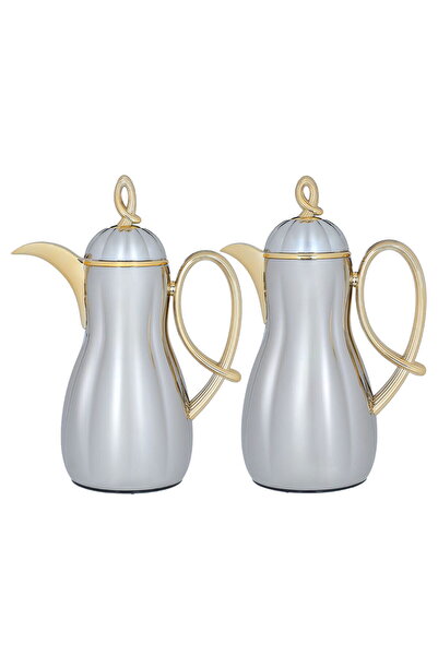 Alsaif Gallery Arwa Al Saif Gallery Thermos Set, 2 Pieces - Gold Nickel